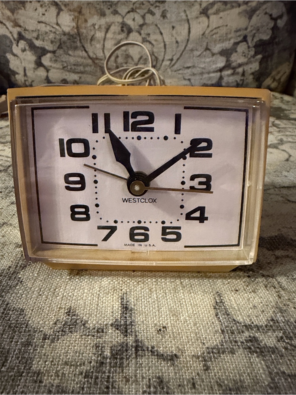 MCM Vintage Electric Square Alarm Clock Gold Yellow Westclox Model 22189